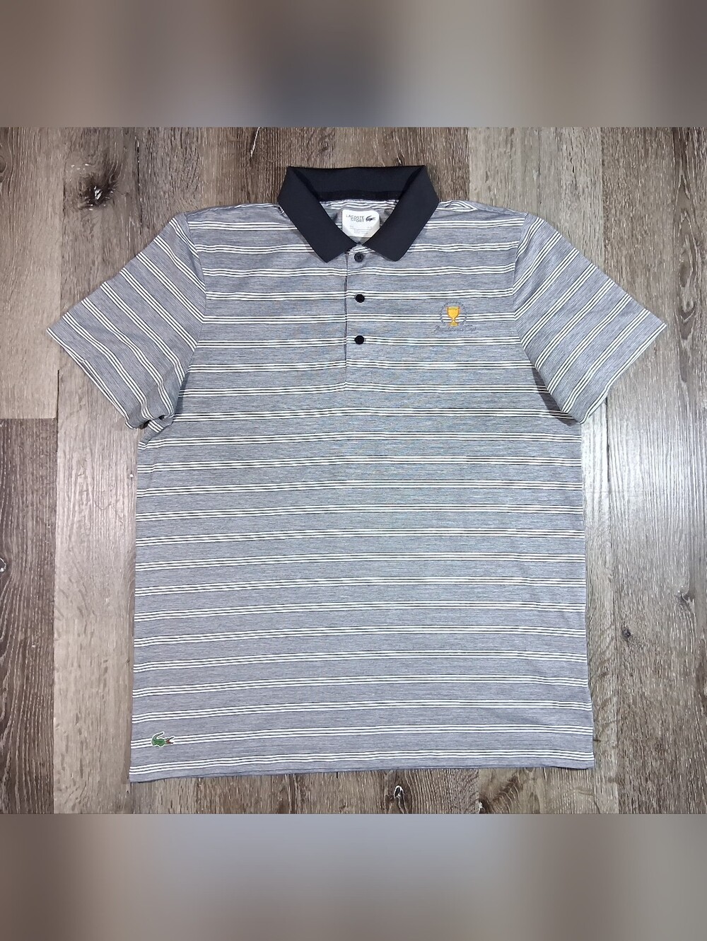 Lacoste Sport Presidents Cup Golf Polo Shirt XL Short Sleeve Gray & Black